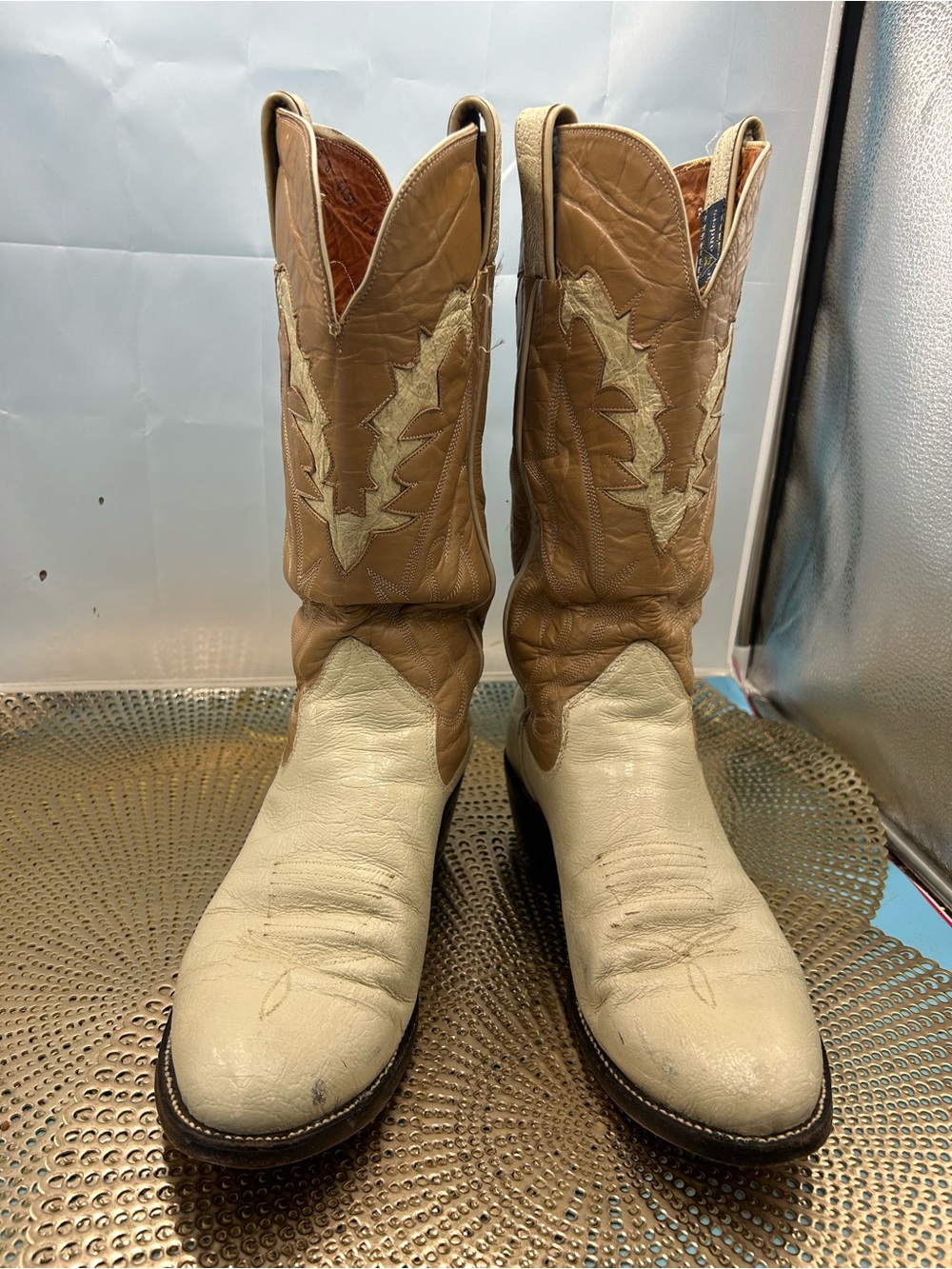 Sanders women 10 vintage inlay cowgirl boots